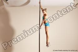 Underwear Gymnastic poses Woman White Moving poses Slim long blond Dynamic poses Academic